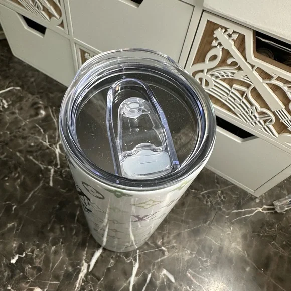 Louis Vuitton LV Blue White Leather Bling Glam Luxe Designer 20oz Tumbler - Picture 5 of 8